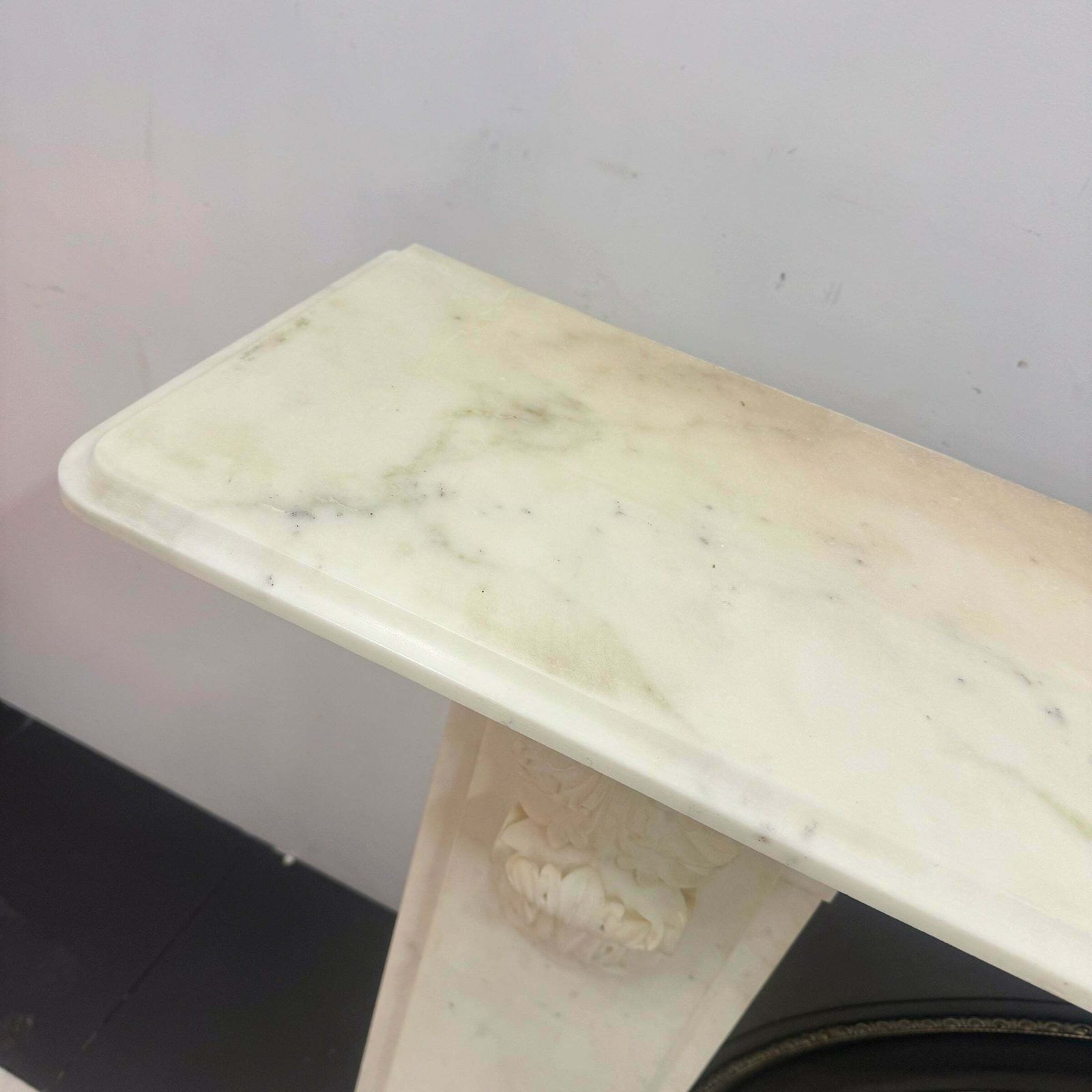 photo for sale Antique Victorian Statuary Marble Chimneypiece With Carved Corbels