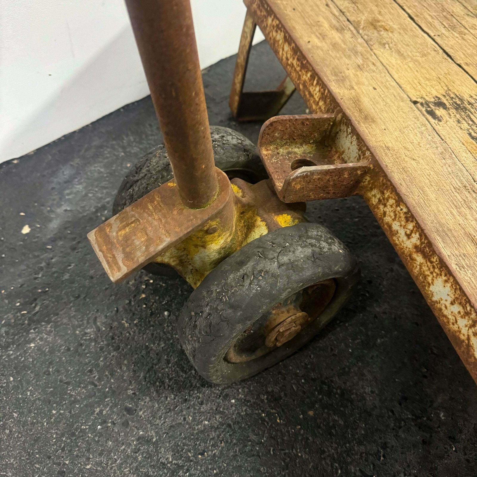 photo for sale Antique Wooden Tuglift Trolley