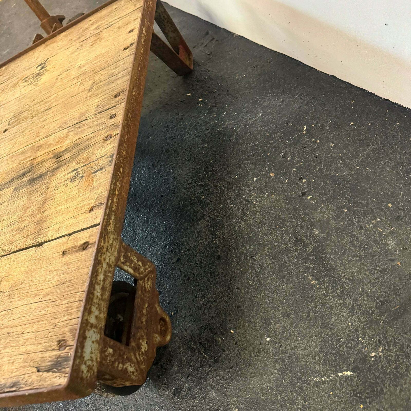 250.0 Antique Wooden Tuglift Trolley photo