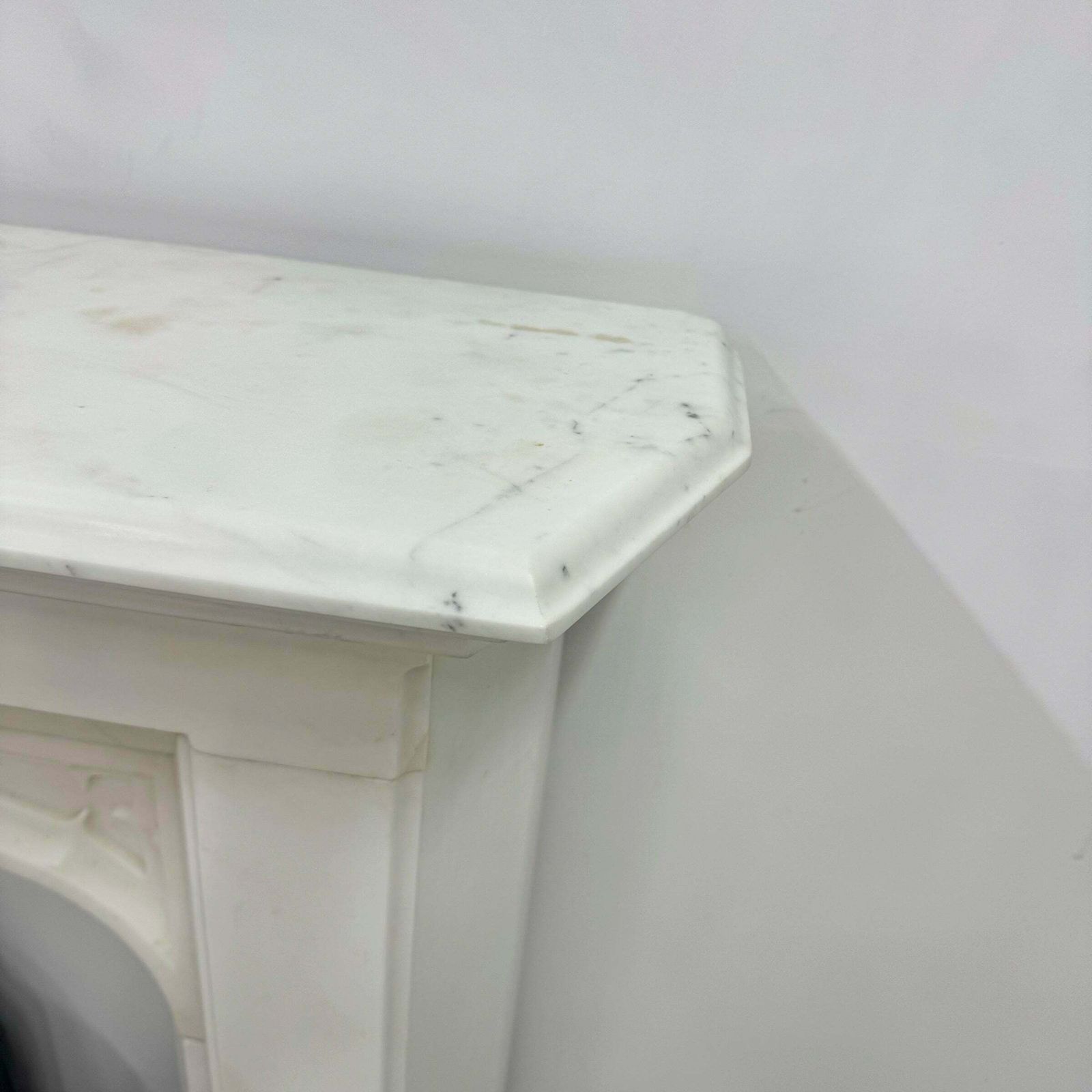Antique Gothic Revival Statuary Marble Fireplace photo for sale