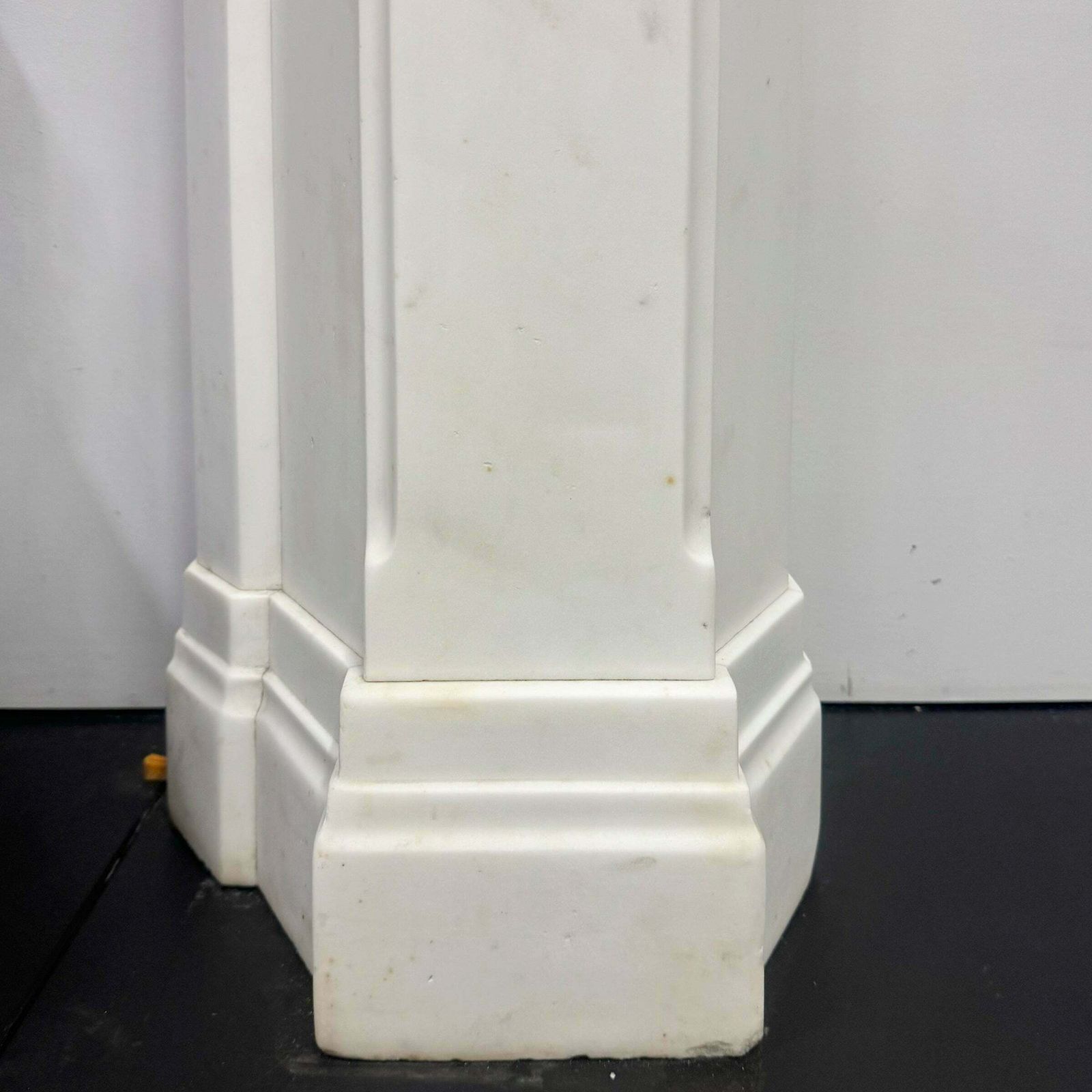 Antique Gothic Revival Statuary Marble Fireplace photo vintage