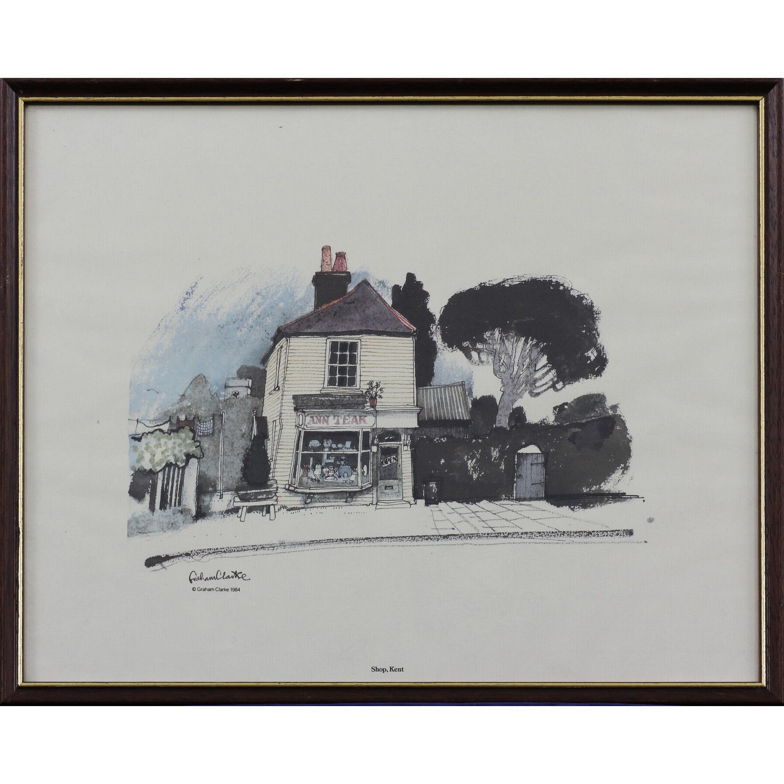 2 Prints By Graham Clarke. Titled 'Shop, Kent' And 'Staplehurst, Kent'.
