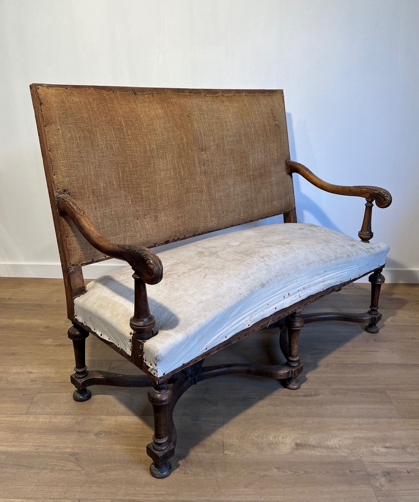 Louis XIII Style High Back Walnut Sofa photo furniture