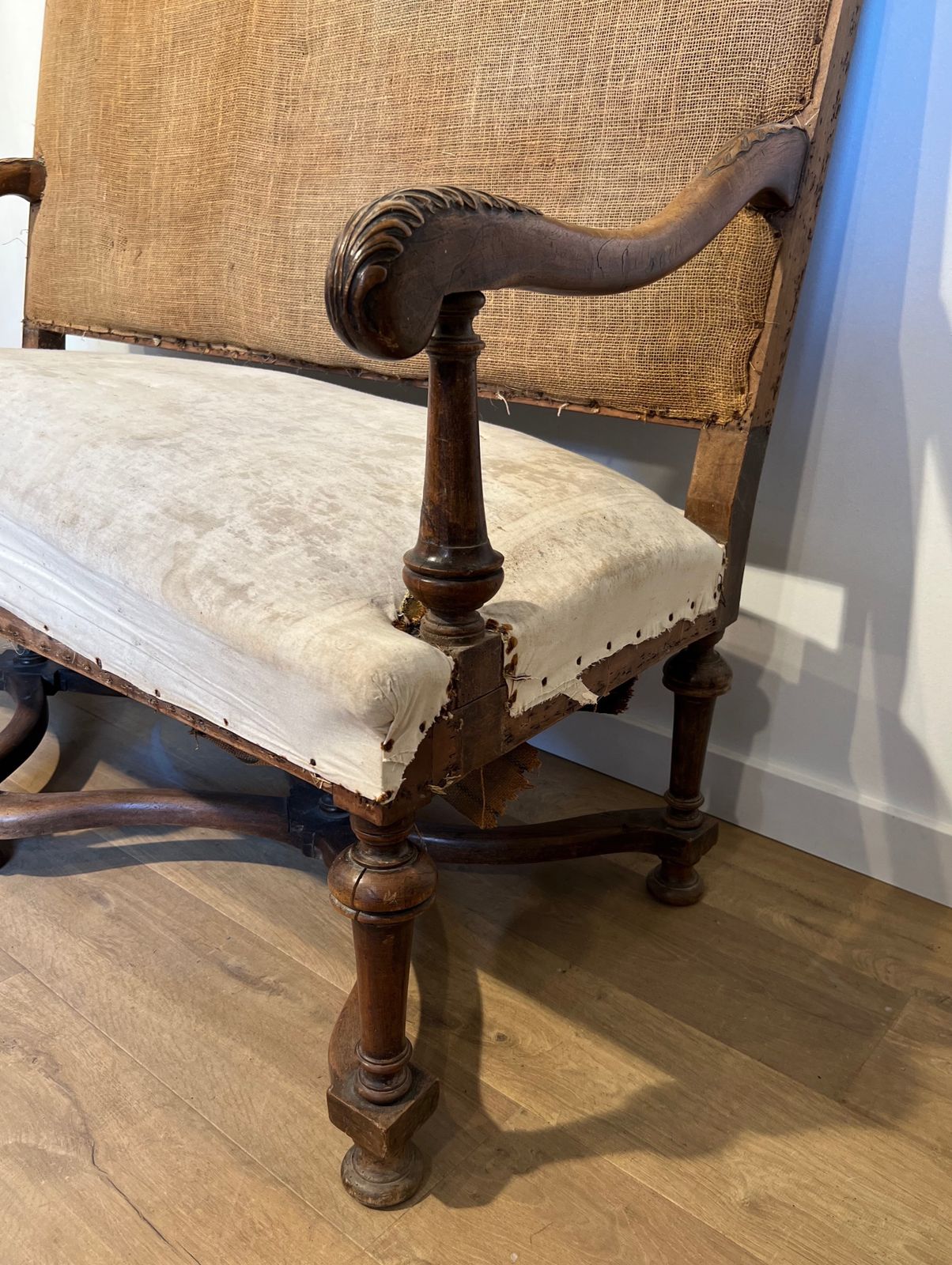 Louis XIII Style High Back Walnut Sofa photo Furniture