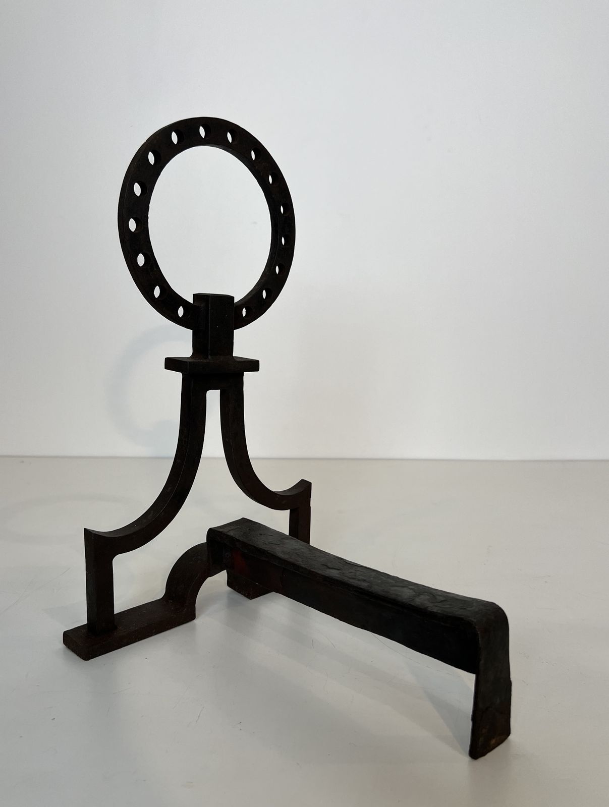 Home Fixtures Pair Of Modernist Wrought Iron Andirons In The Style Of Gilbert Poillerat photo