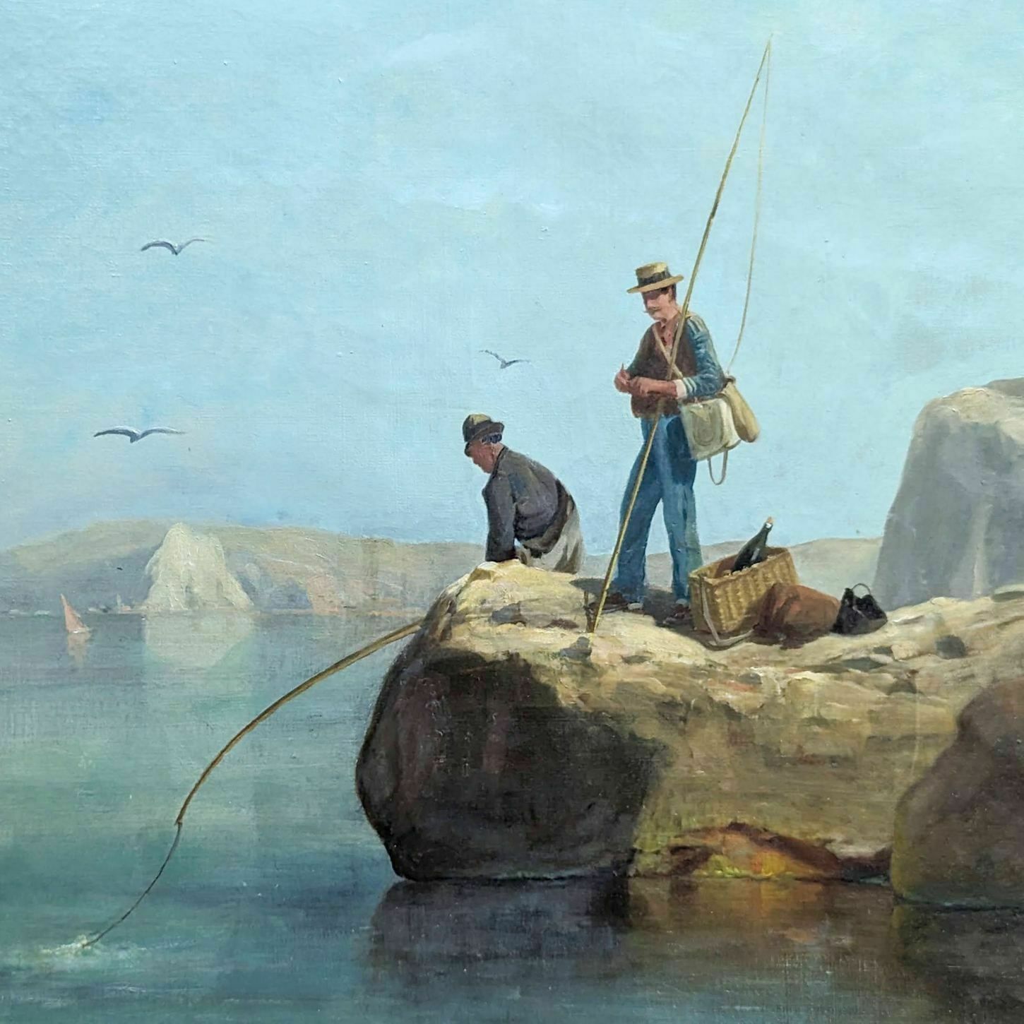 Oil On Canvas Fisherman By The Sea By F. Gautier photo furniture