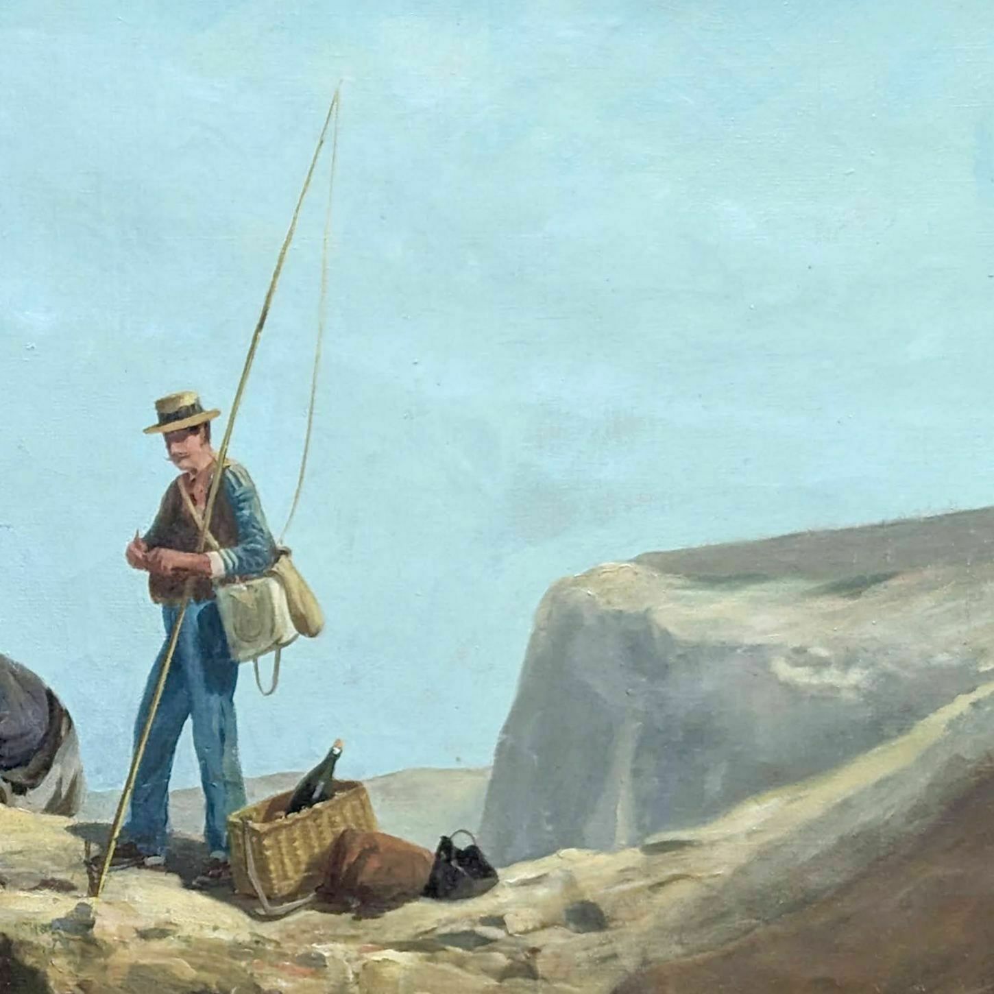 Oil On Canvas Fisherman By The Sea By F. Gautier photo vinterior