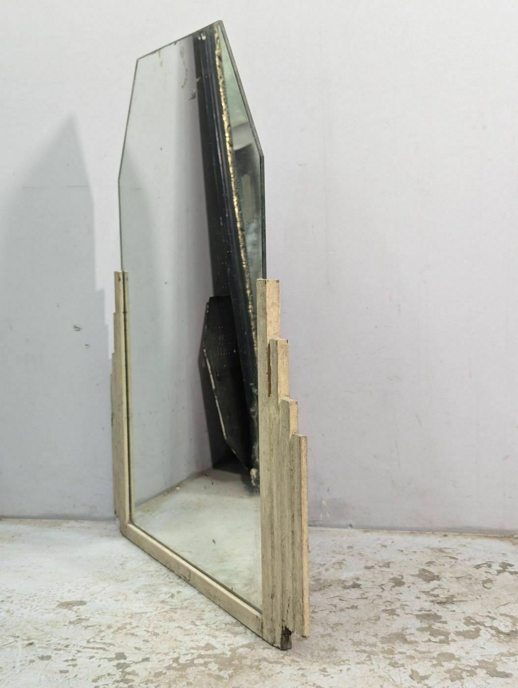 photo for sale Pair Of 1930s Art Deco Modernist Mirrors In Lacquered Wood