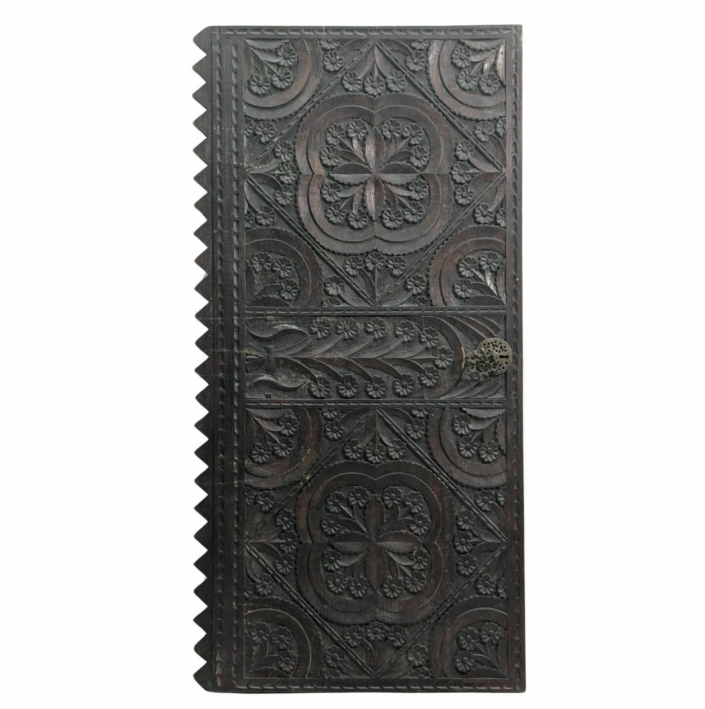 Carved Blackened Wooden Door
