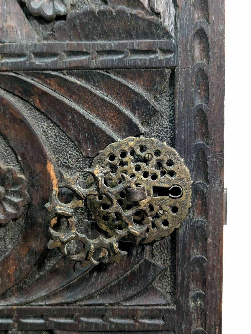 Carved Blackened Wooden Door photo 208.0