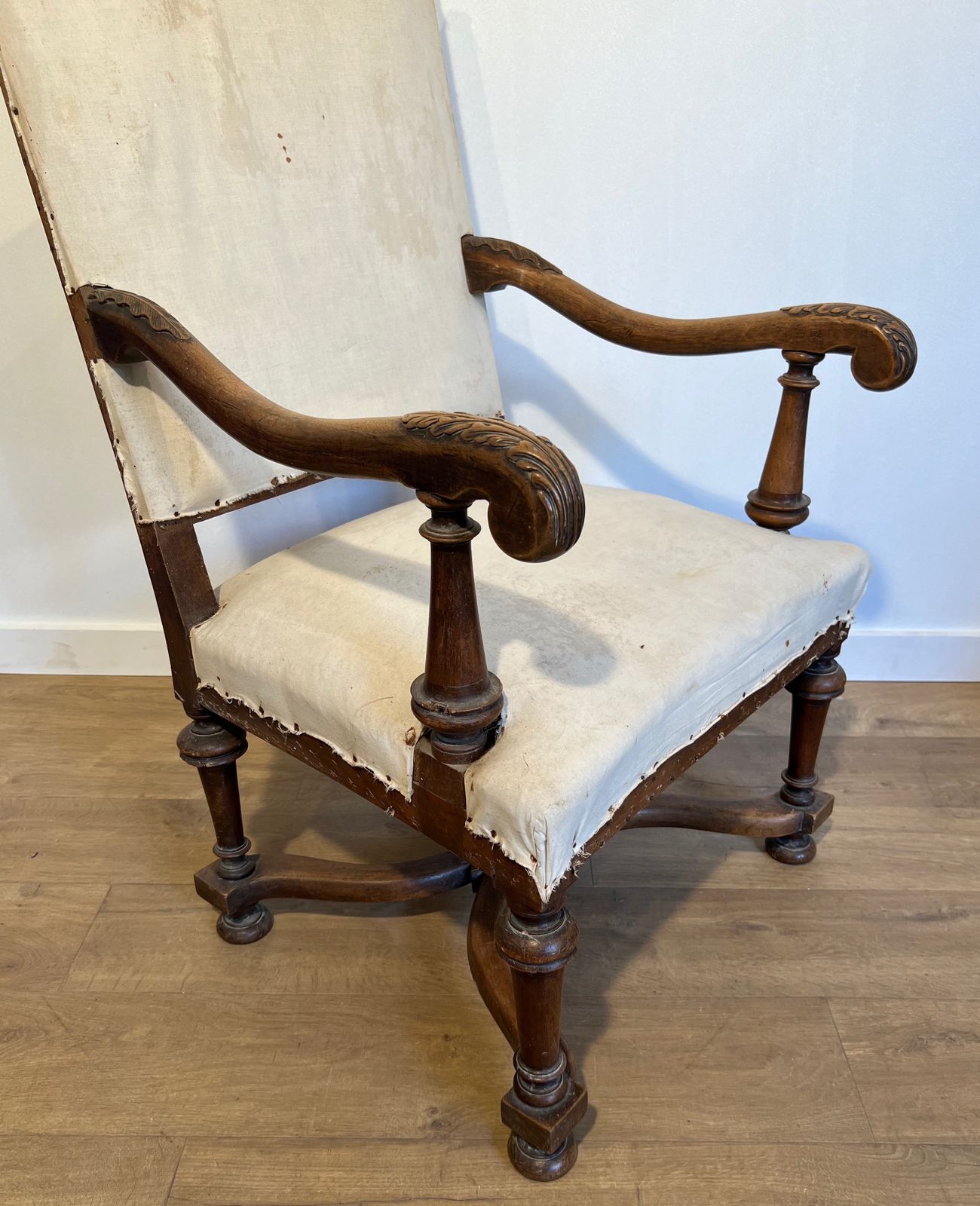 photo buy Pair Of Louis XIII Style High Back Walnut Armchairs