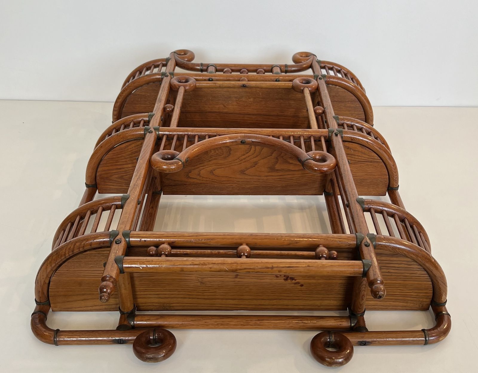 Furniture Arts & Crafts Vintage Bentwood And Brass Wall Shelf photo
