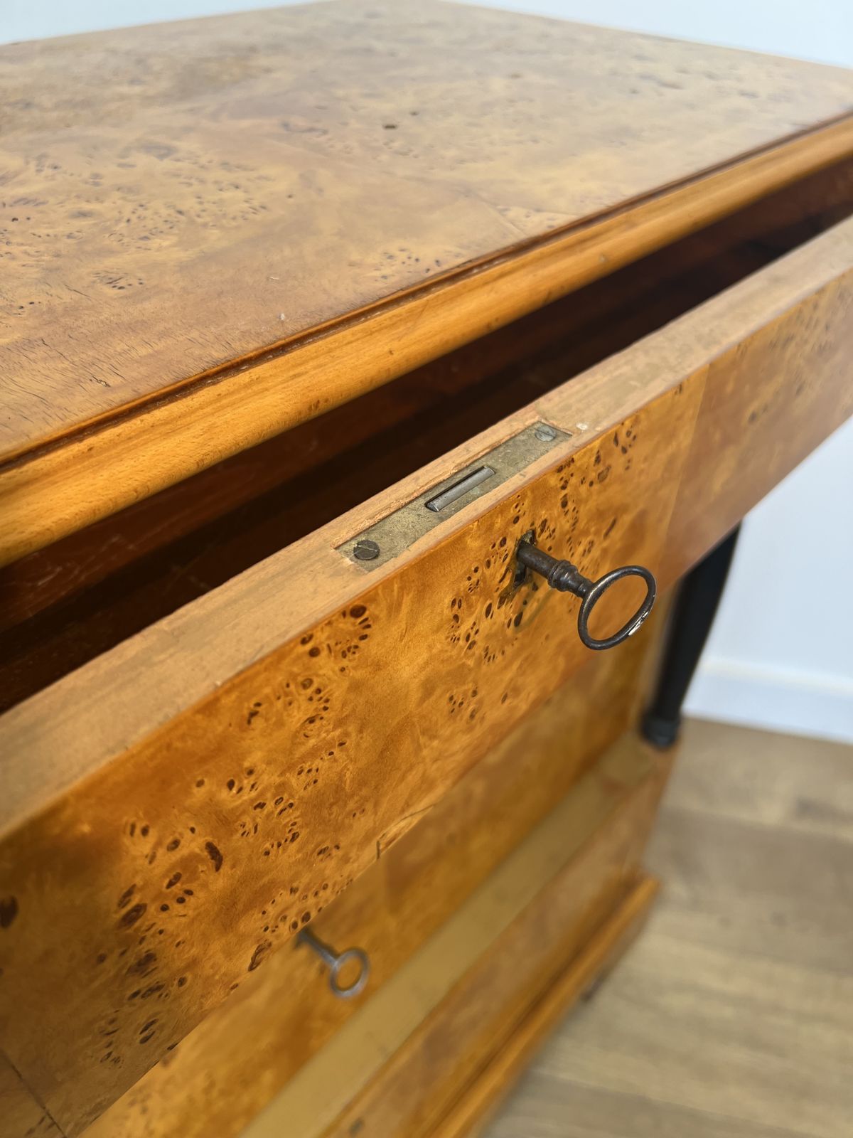 Small Biedermeier Style Chest Of Drawers With Four Drawers In Speckled Maple photo buy