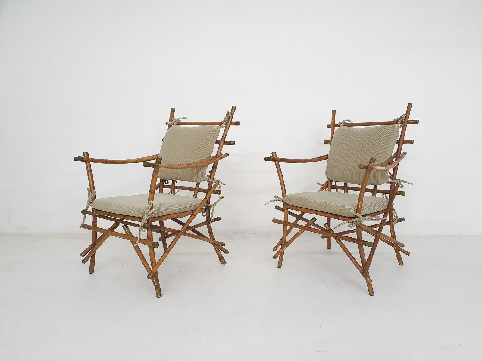 Set Of Two Bamboo Arm Chairs, Italy 1960's photo furniture