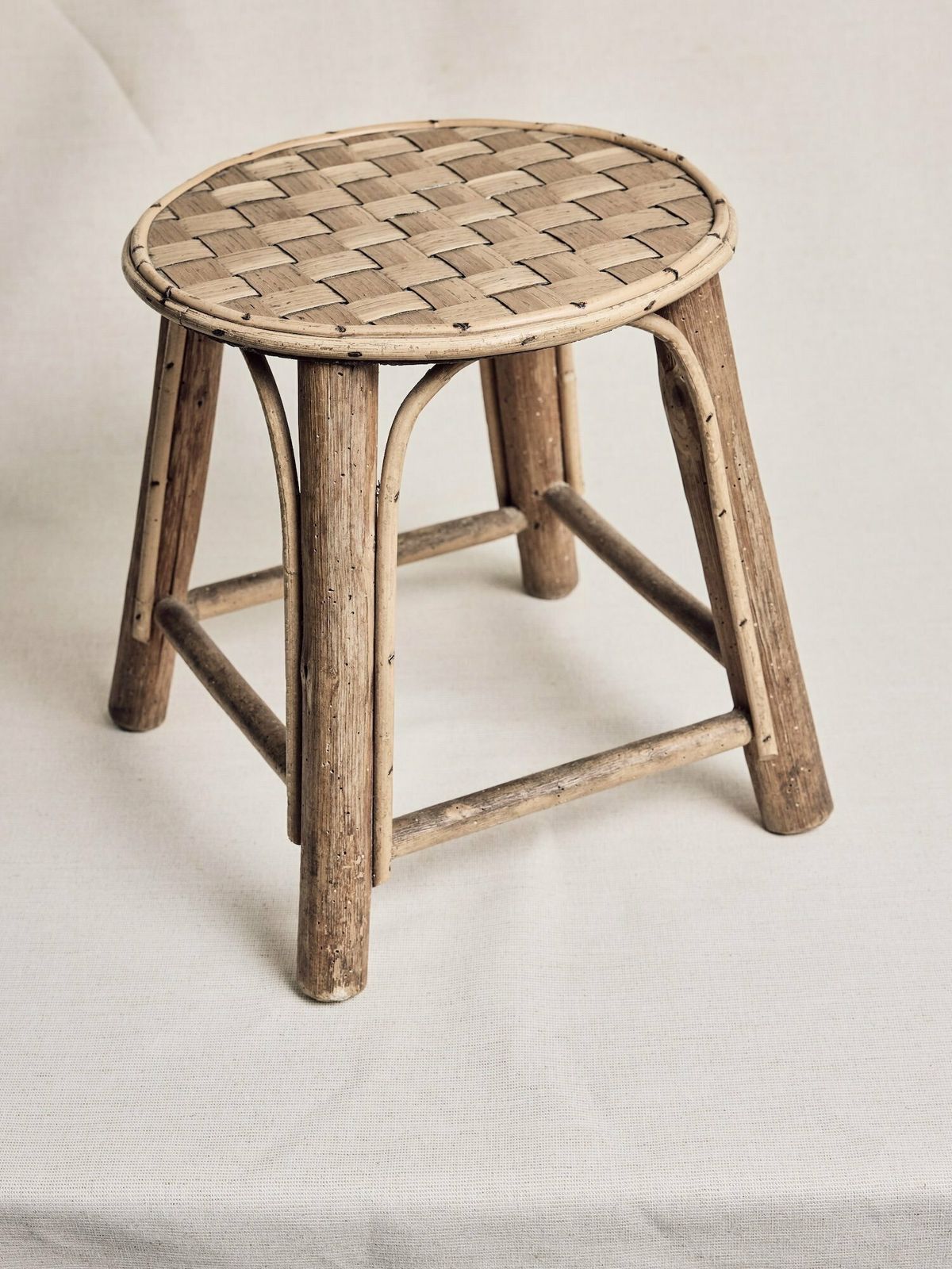 Bamboo & Rattan Stool, 1970s, Vintage photo furniture