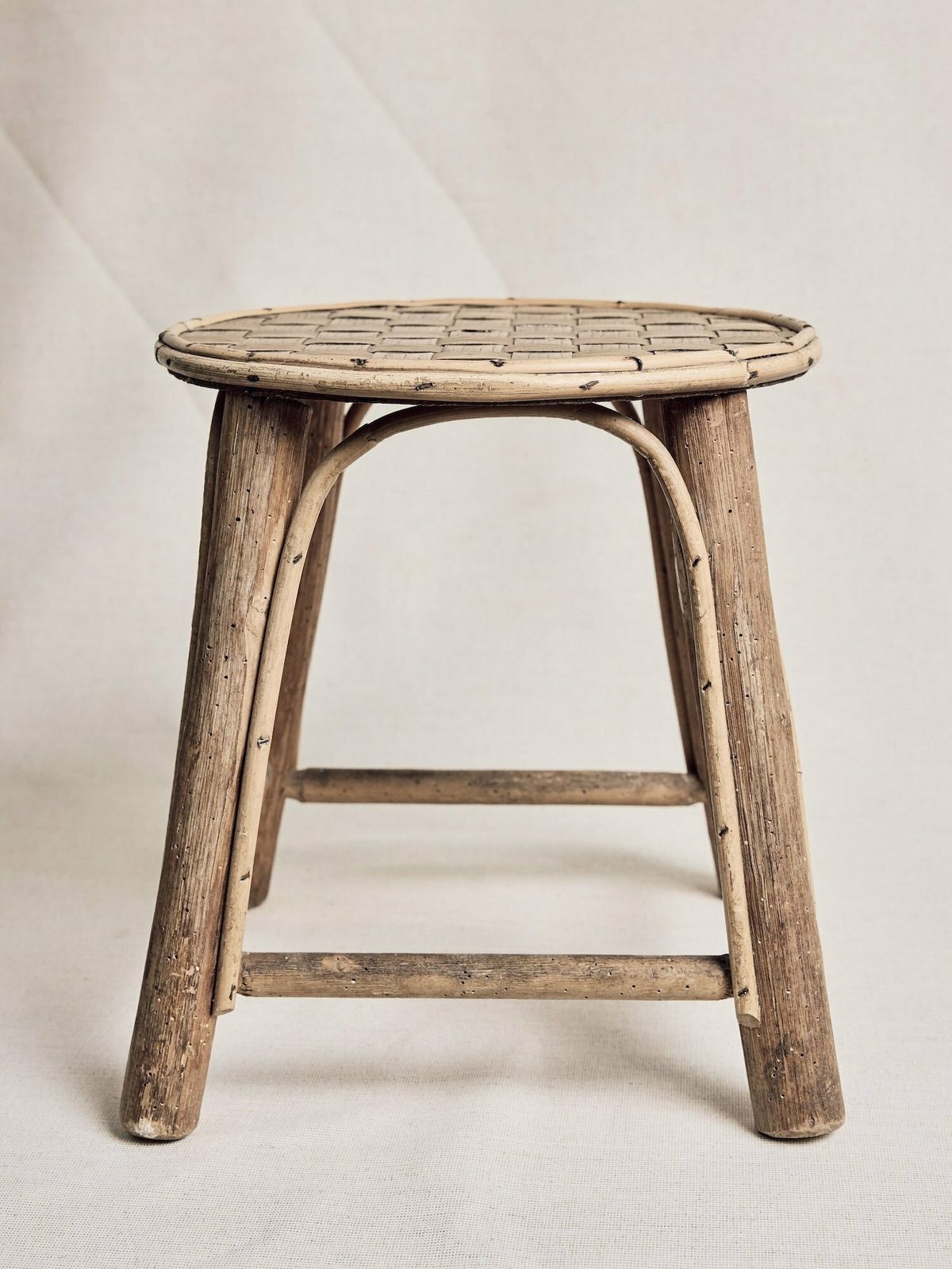 Bamboo & Rattan Stool, 1970s, Vintage photo Furniture