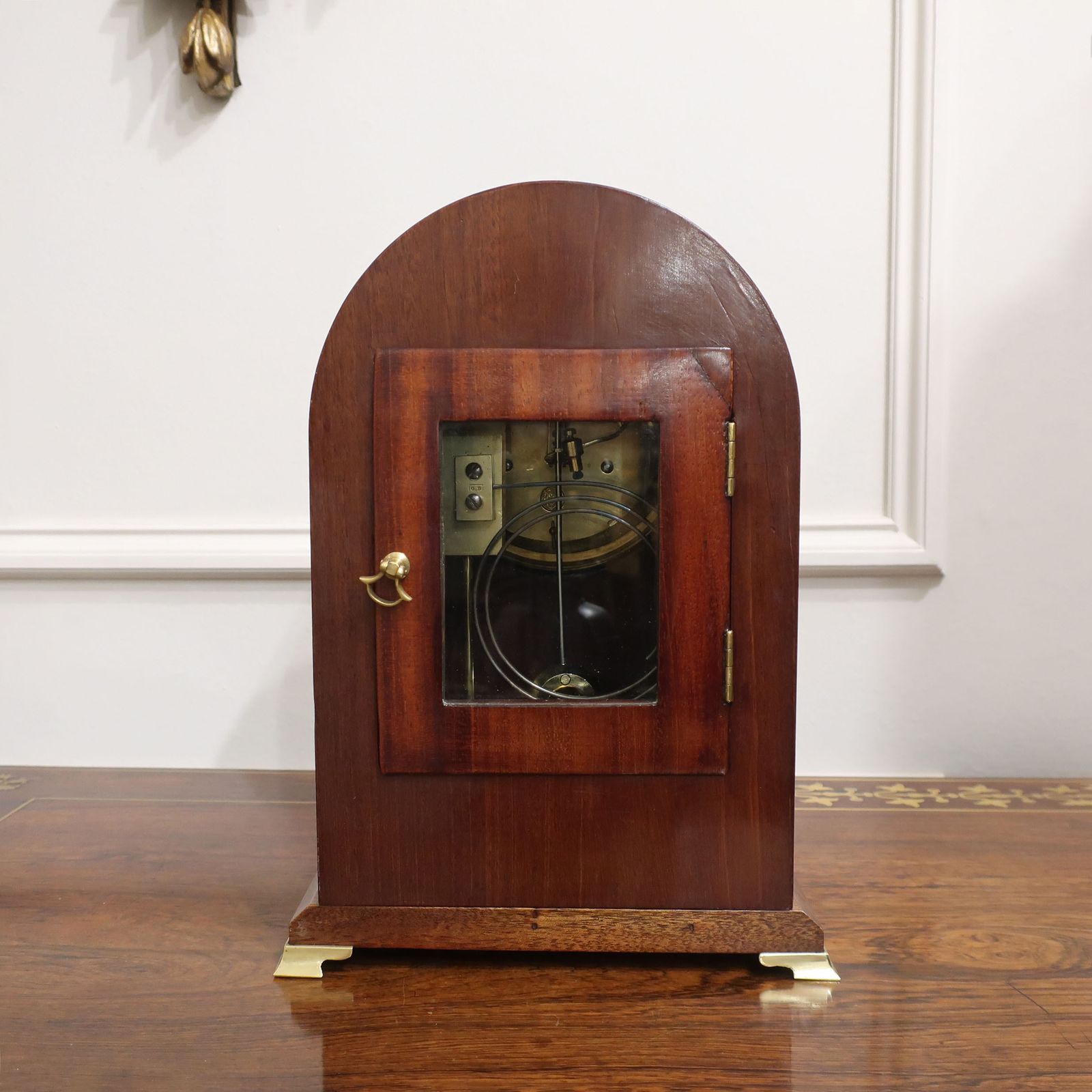 French Belle Epoque Mahogany Mantel Clock photo vintage