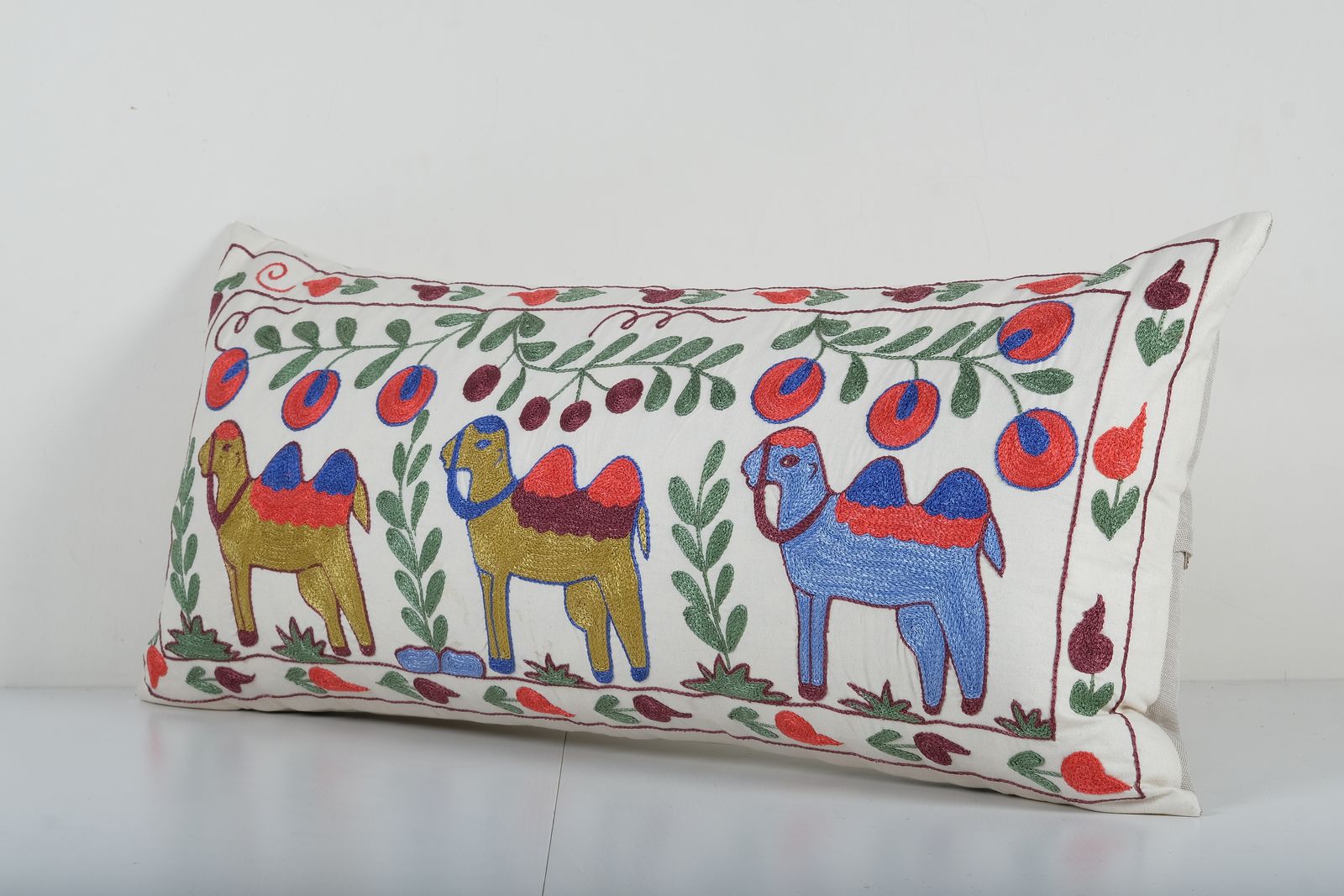 Tashkent Suzani Animal Bedding Pillow Case Made From A 19th Century Suzani   Lumbar Camel Cushion Cover photo Textiles
