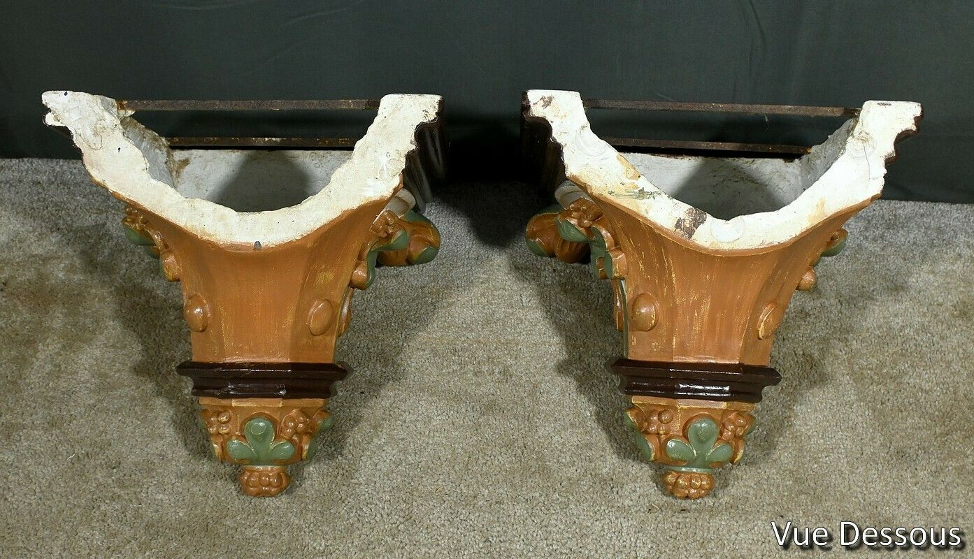 photo vinterior Pair Of Plaster Wall Consoles, Baroque Style – Late 19th Century