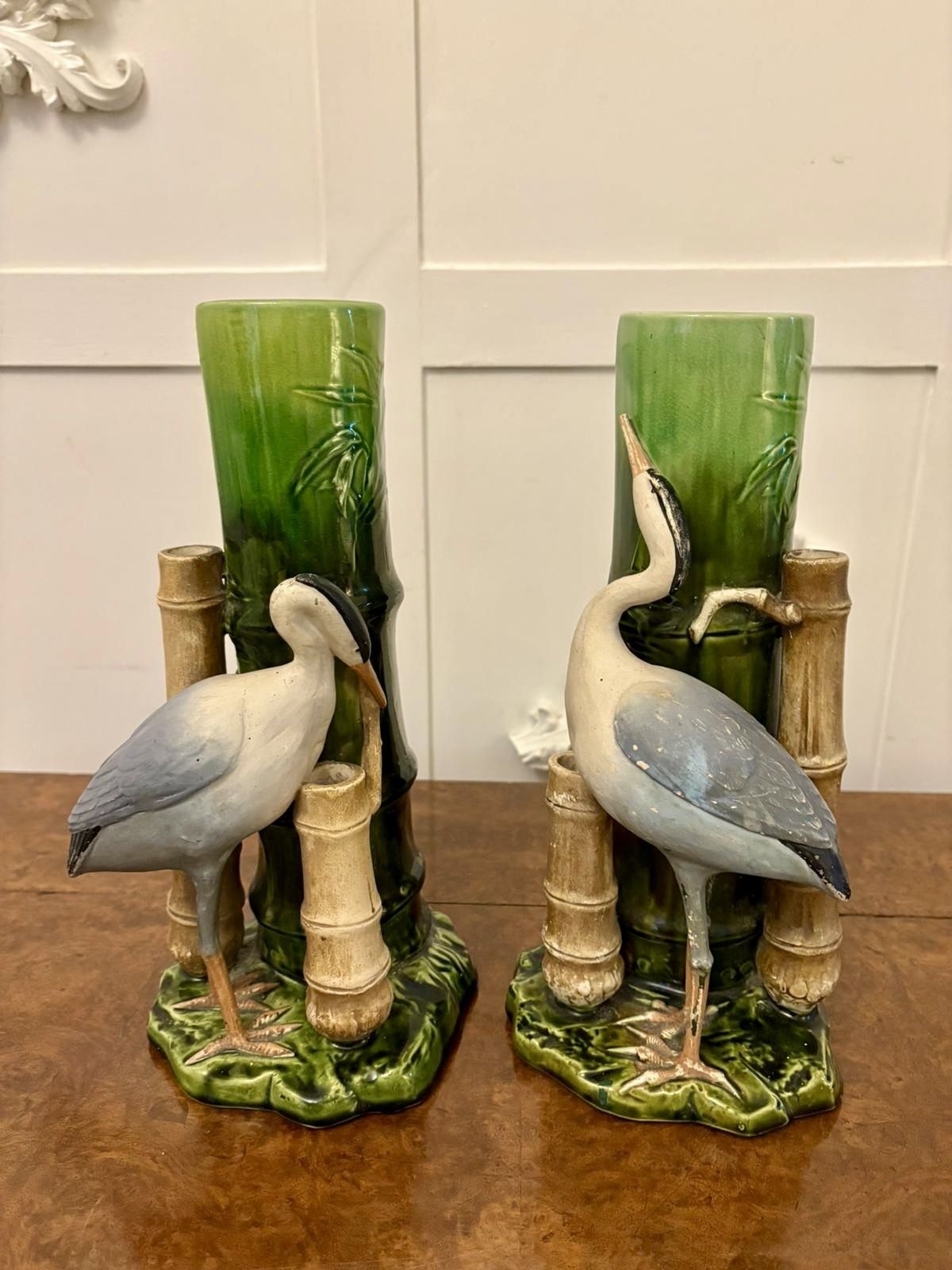 Unusual Pair Of Antique 19th Century Quality Bretby Vases