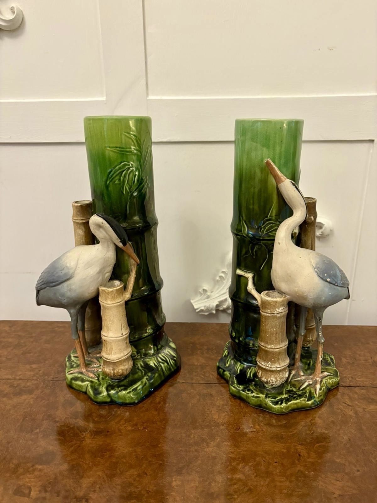Unusual Pair Of Antique 19th Century Quality Bretby Vases photo Home Decor