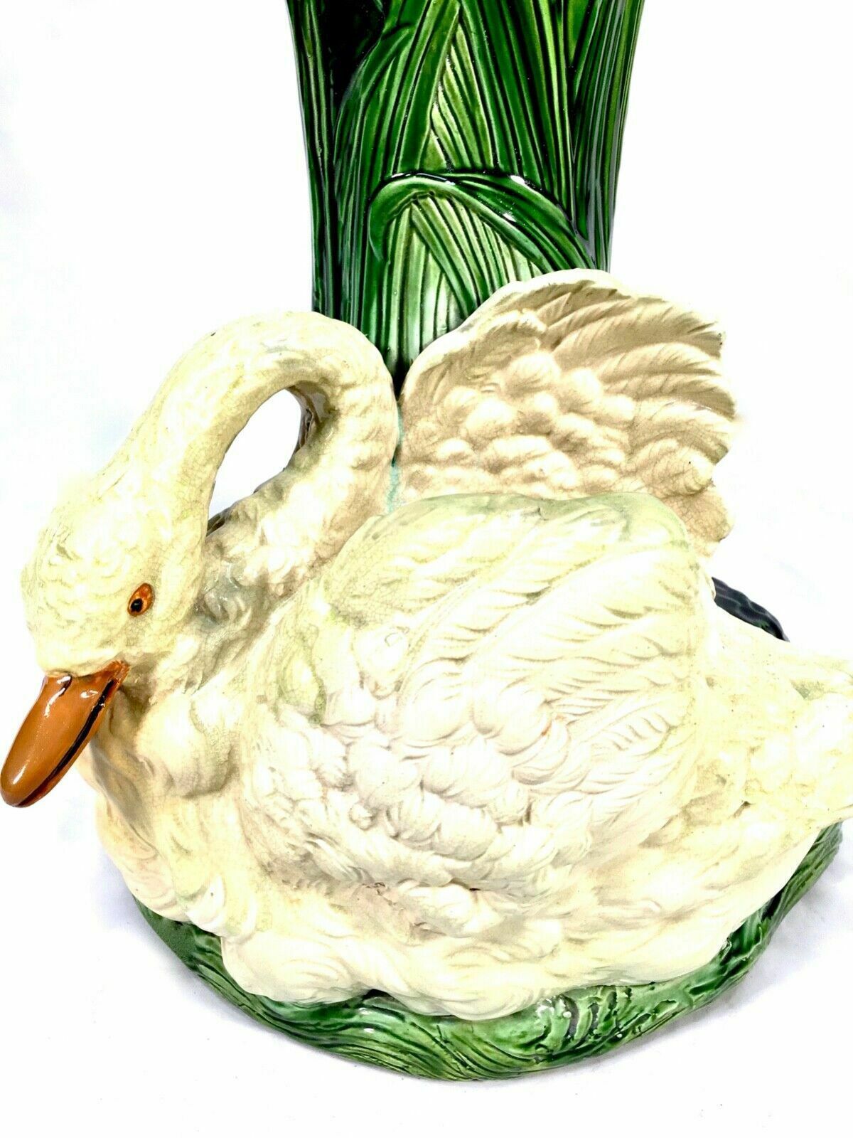 Antique Bretby Ceramic Pottery Jardinier Plant Stand 19th Century Majolica Swan photo 499.0
