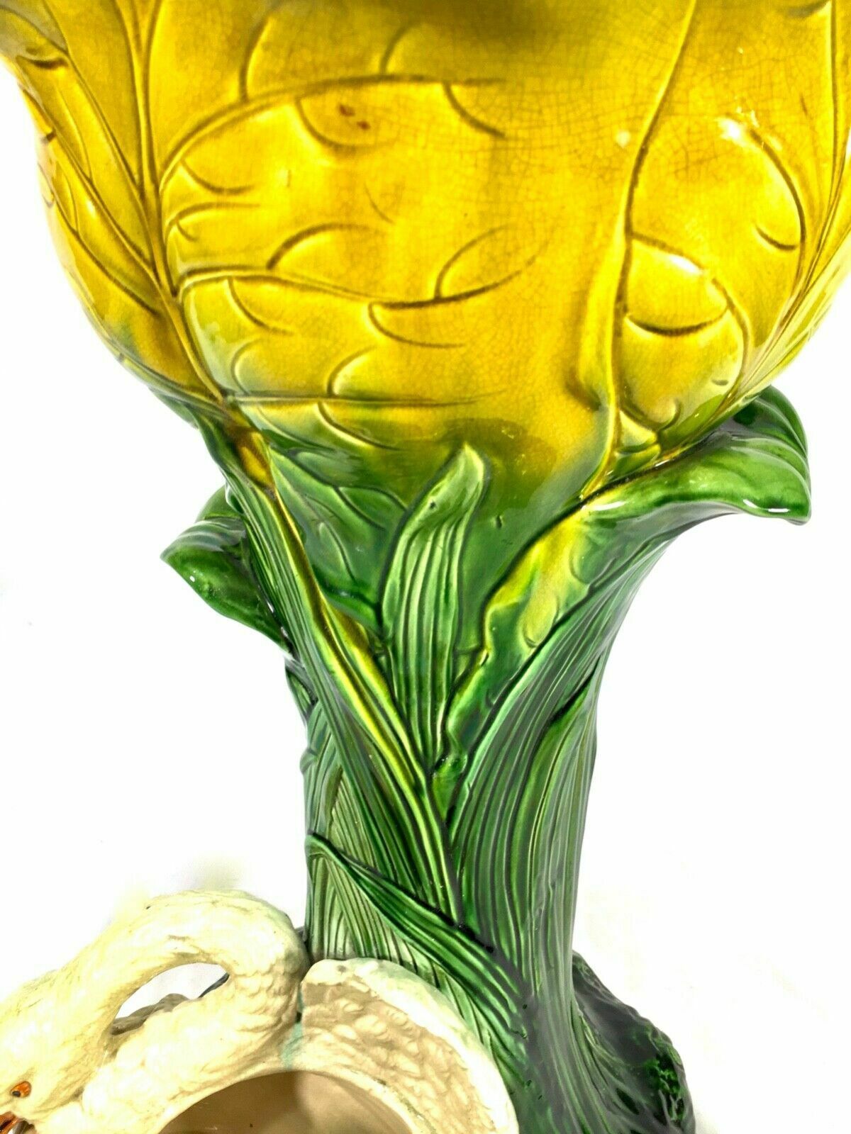 Antique Bretby Ceramic Pottery Jardinier Plant Stand 19th Century Majolica Swan photo vintage