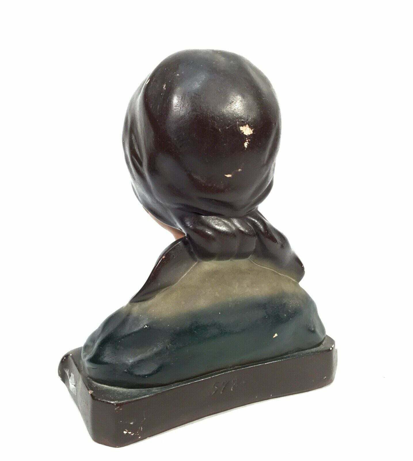 photo furniture Antique Art Deco French Young Girl Plaster Portrait Bust / C.1930