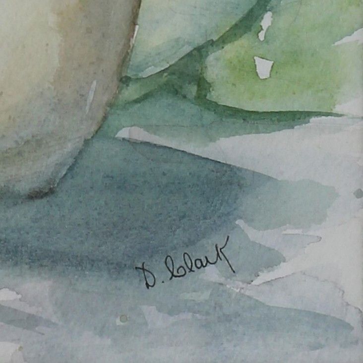 Watercolour By D. Clark. Subject Is Still Life, Flowers And Unicorn. photo for sale