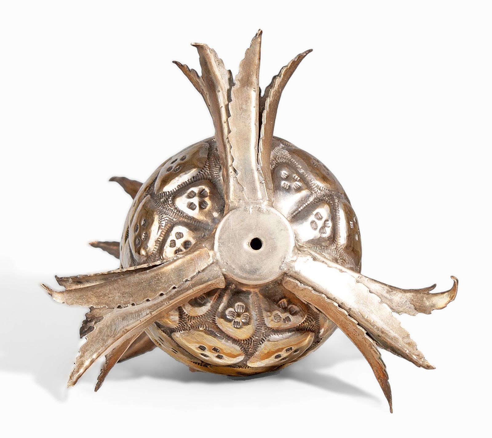 Mid 20th Century Modern Gilt Brass Decorative Pineapple Sculpture/Newel Post, Italy photo furniture