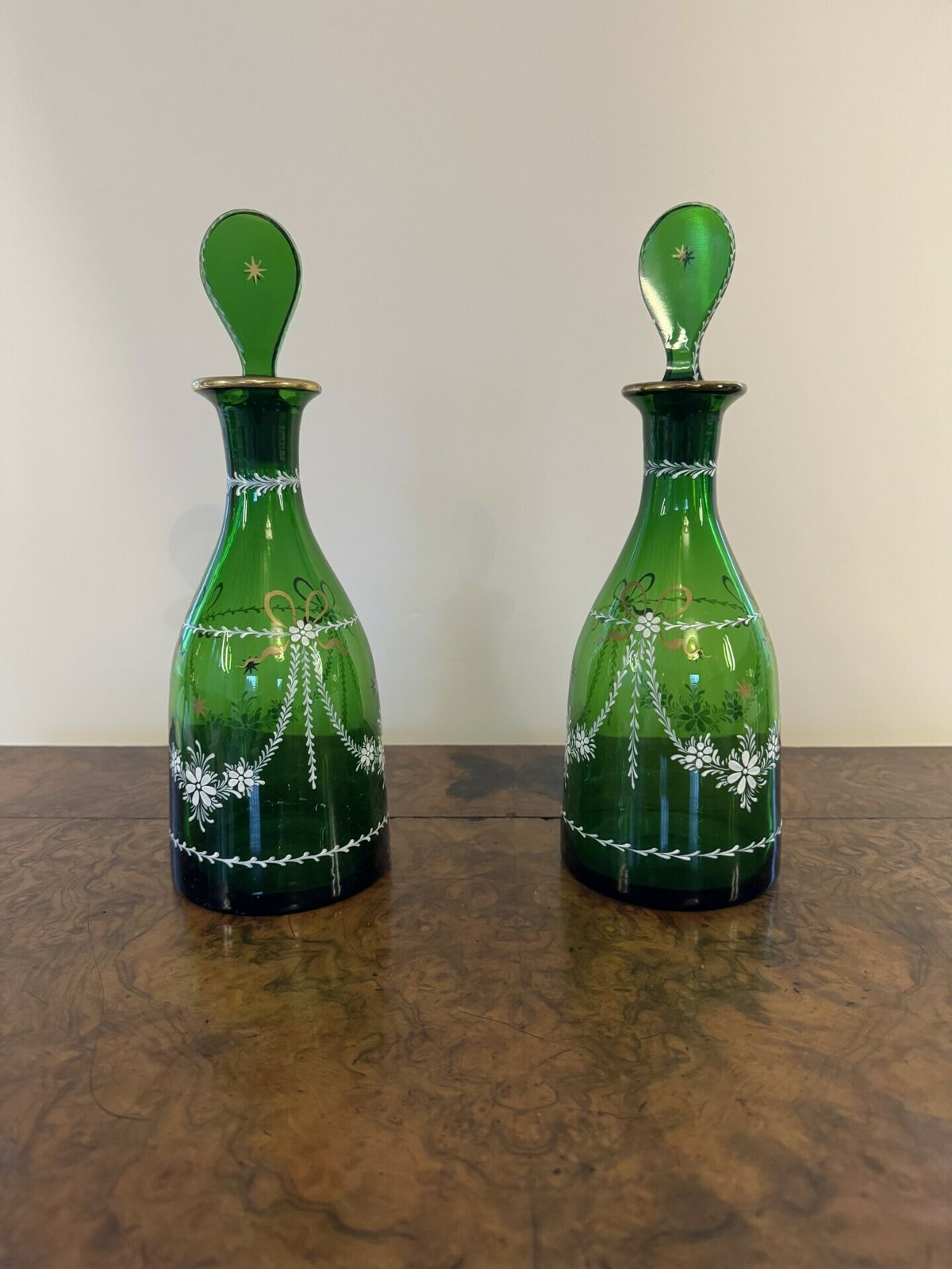 Pretty Pair Of Antique Glass Decanters photo furniture