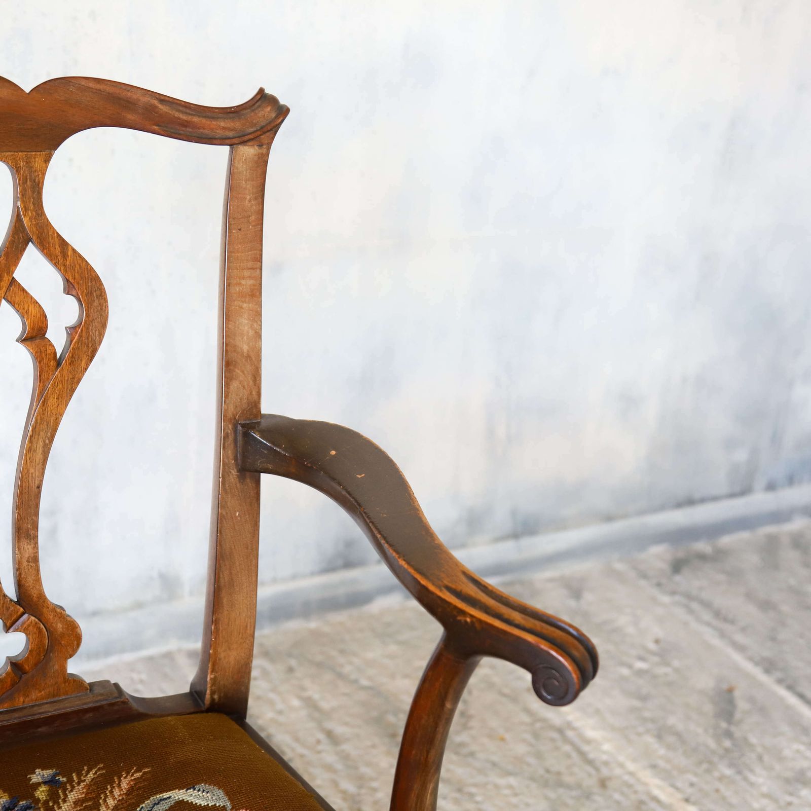 English Regency Period Country House Style Chair With Tapestry Seat photo vintage