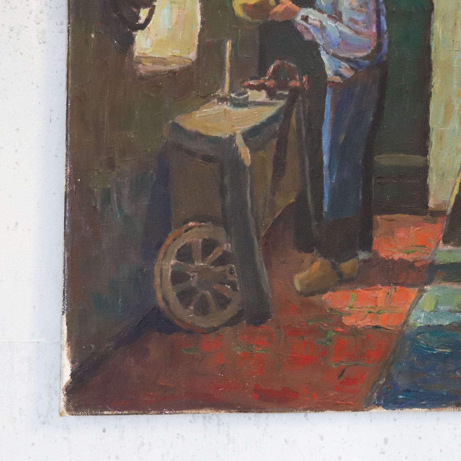 Early French Naïve Painting Of A Clog Maker photo 295.0