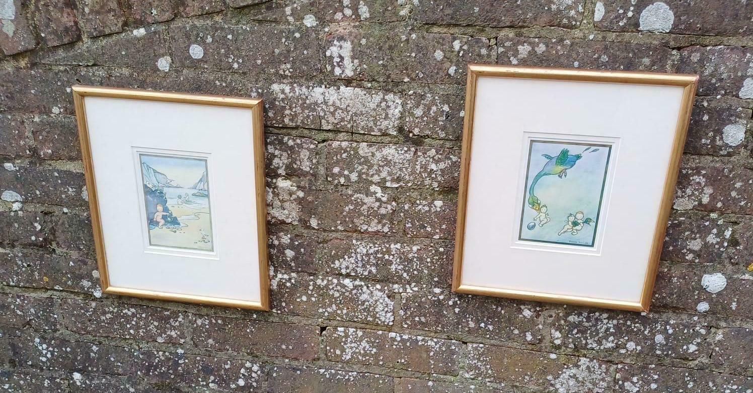 Nursery Prints X 2 Of Uzz, Fuzz, Buzz By Tinker Taylor   Babes On Adventure 1920s Book Illustrations   Framed Glazed Prints X 2