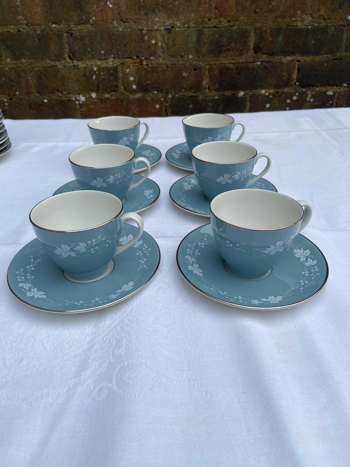 Six Place Vintage Dinner Service Reflection Mid Century Royal Doulton   37 Pieces   Vgc   Blue Grey Floral Pattern With White photo Home Decor