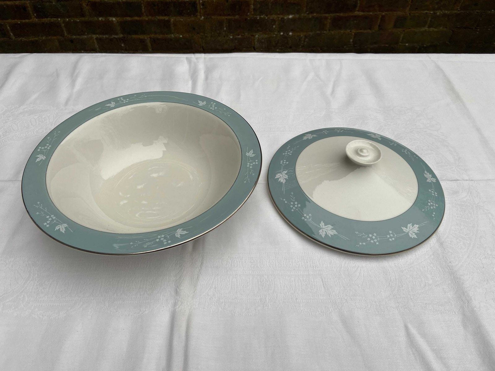 photo furniture Six Place Vintage Dinner Service Reflection Mid Century Royal Doulton   37 Pieces   Vgc   Blue Grey Floral Pattern With White