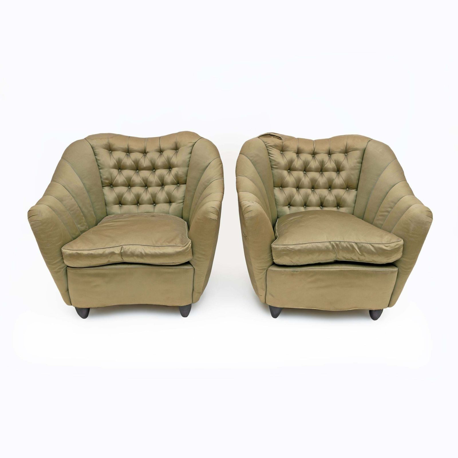 Pair Of Gio Ponti Mid Century Modern Curved Armchairs For Casa E Giardino, 1940s photo furniture