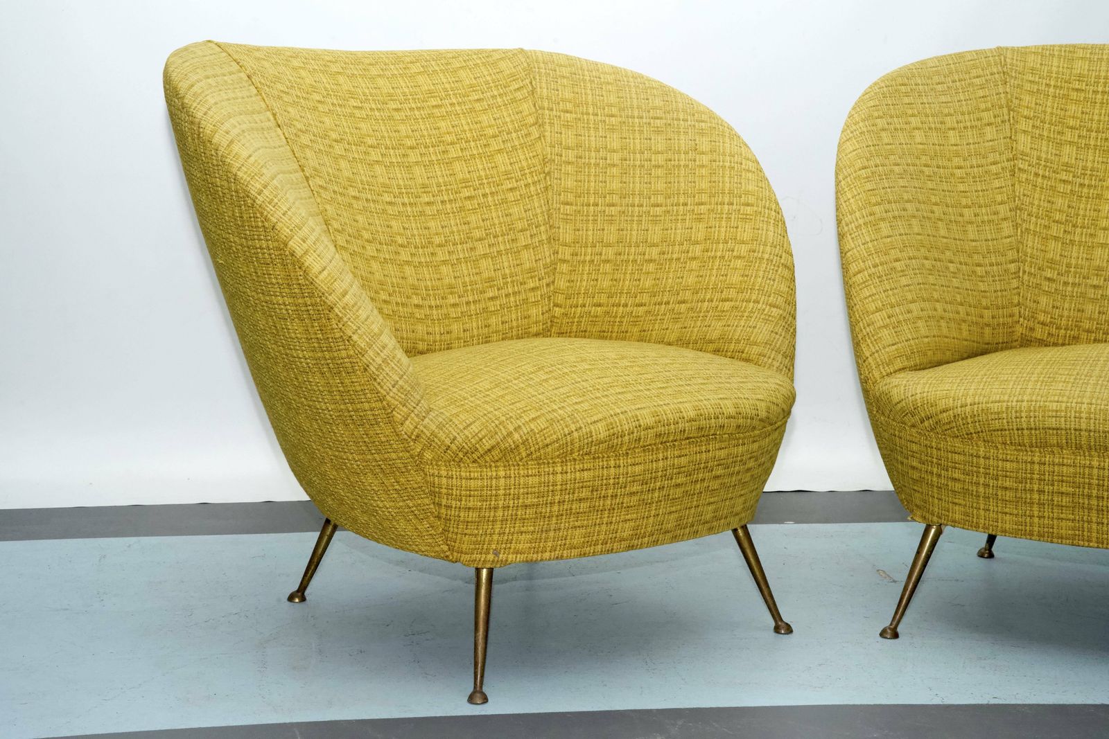 Pair Of Ico Parisi Style Armchairs In Original Fabric, Italy, 1950s photo Furniture