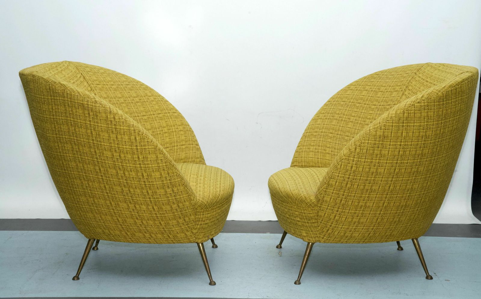 Pair Of Ico Parisi Style Armchairs In Original Fabric, Italy, 1950s photo vintage