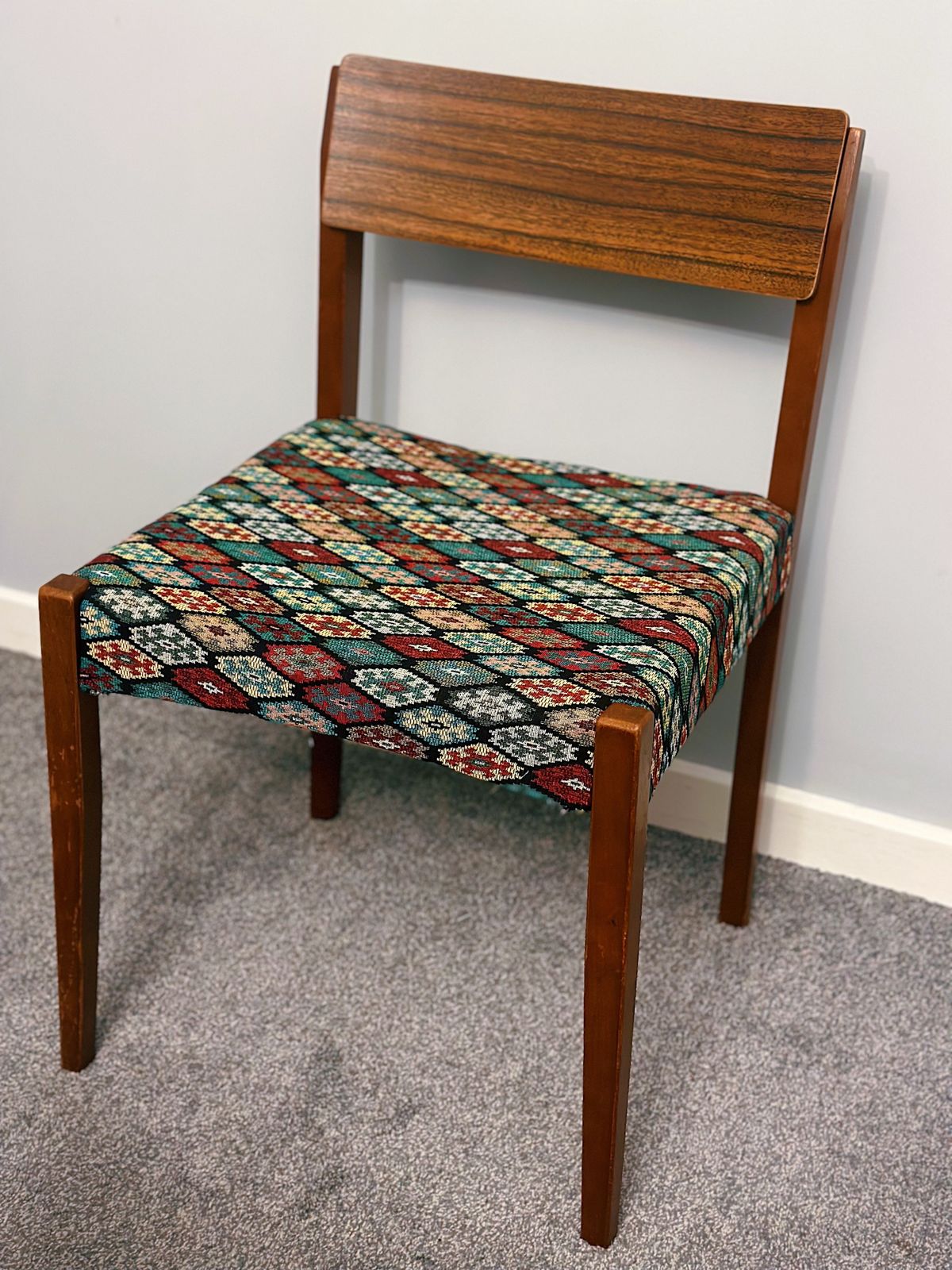 Set Of 4 Mid Century Teak Dining Room Chairs   Professionally Restored / Reupholstered photo furniture