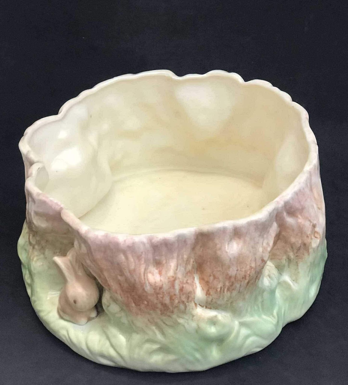 photo for sale English Jardinière Barbotine Planter Centerpiece Cache Pot Sylvac Rabbit And Pixie Jardinaire 1514 Gift Majolica Eggs Container Fruits Cup