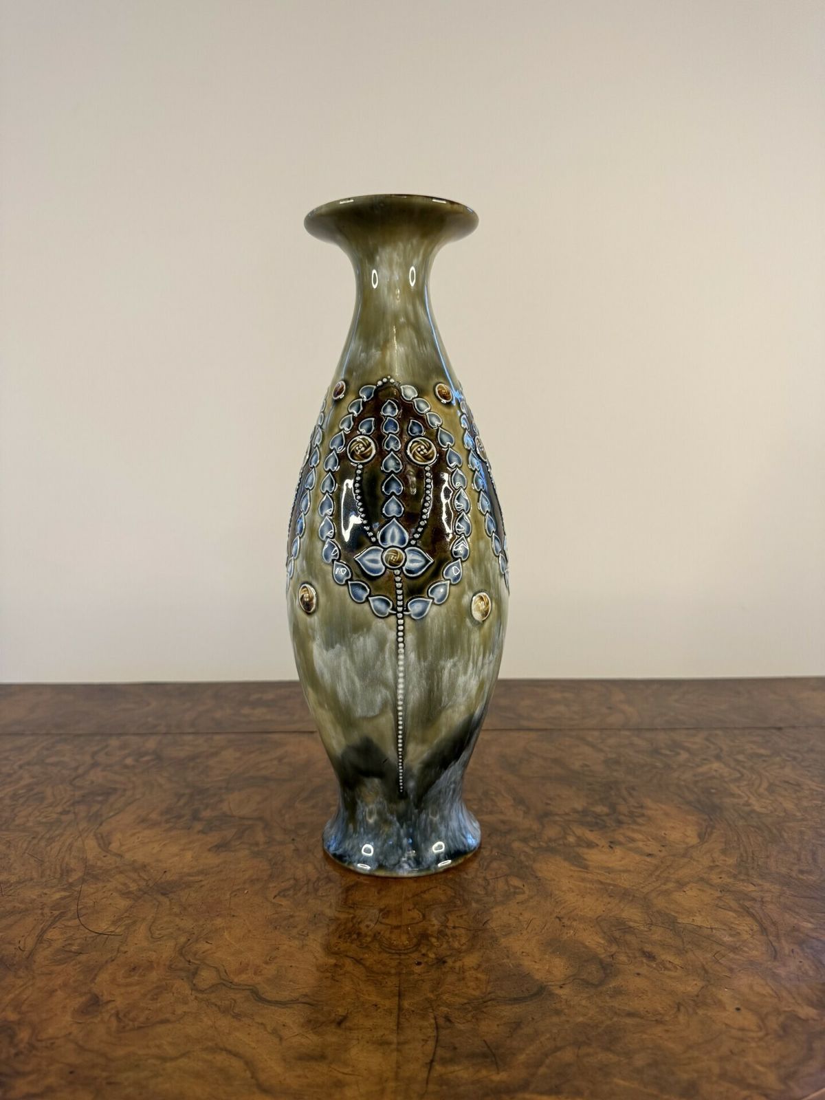 Elegant Quality Pair Of Art Nouveau Royal Doulton Shaped Vases photo for sale