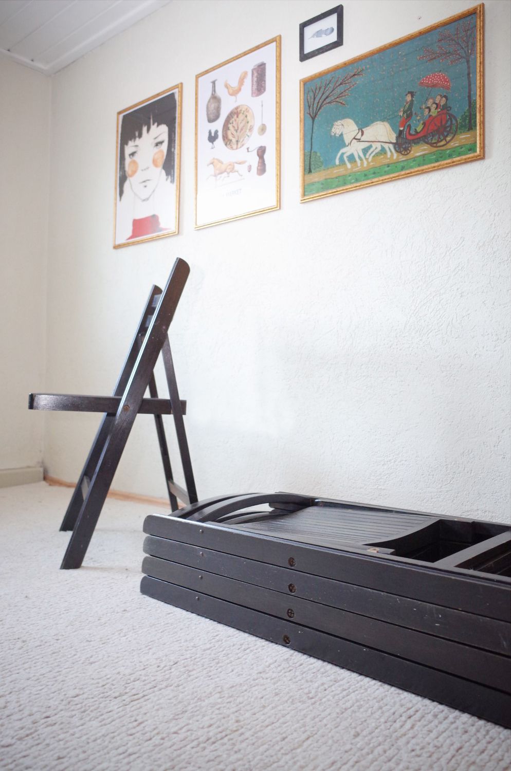 5 Vintage Folding Chairs Painted Black photo buy