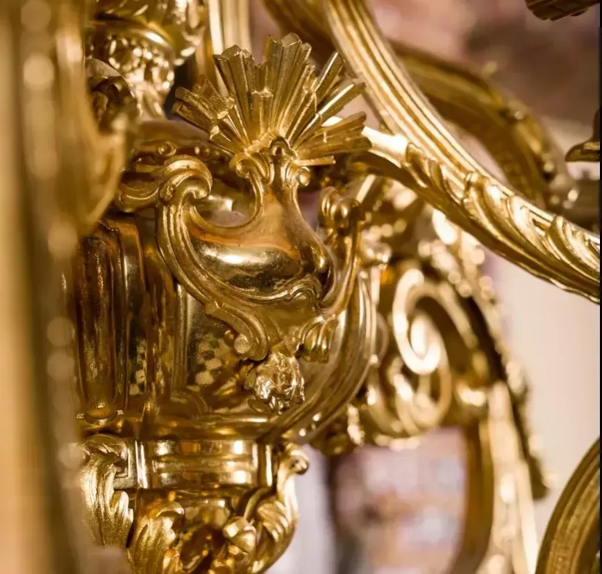 French Gilded Bronze Chandelier Napoleon III. XIX Century. photo vinterior