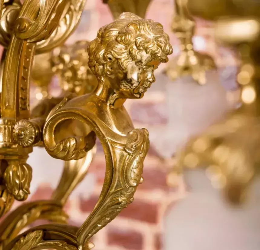 Lighting French Gilded Bronze Chandelier Napoleon III. XIX Century. photo