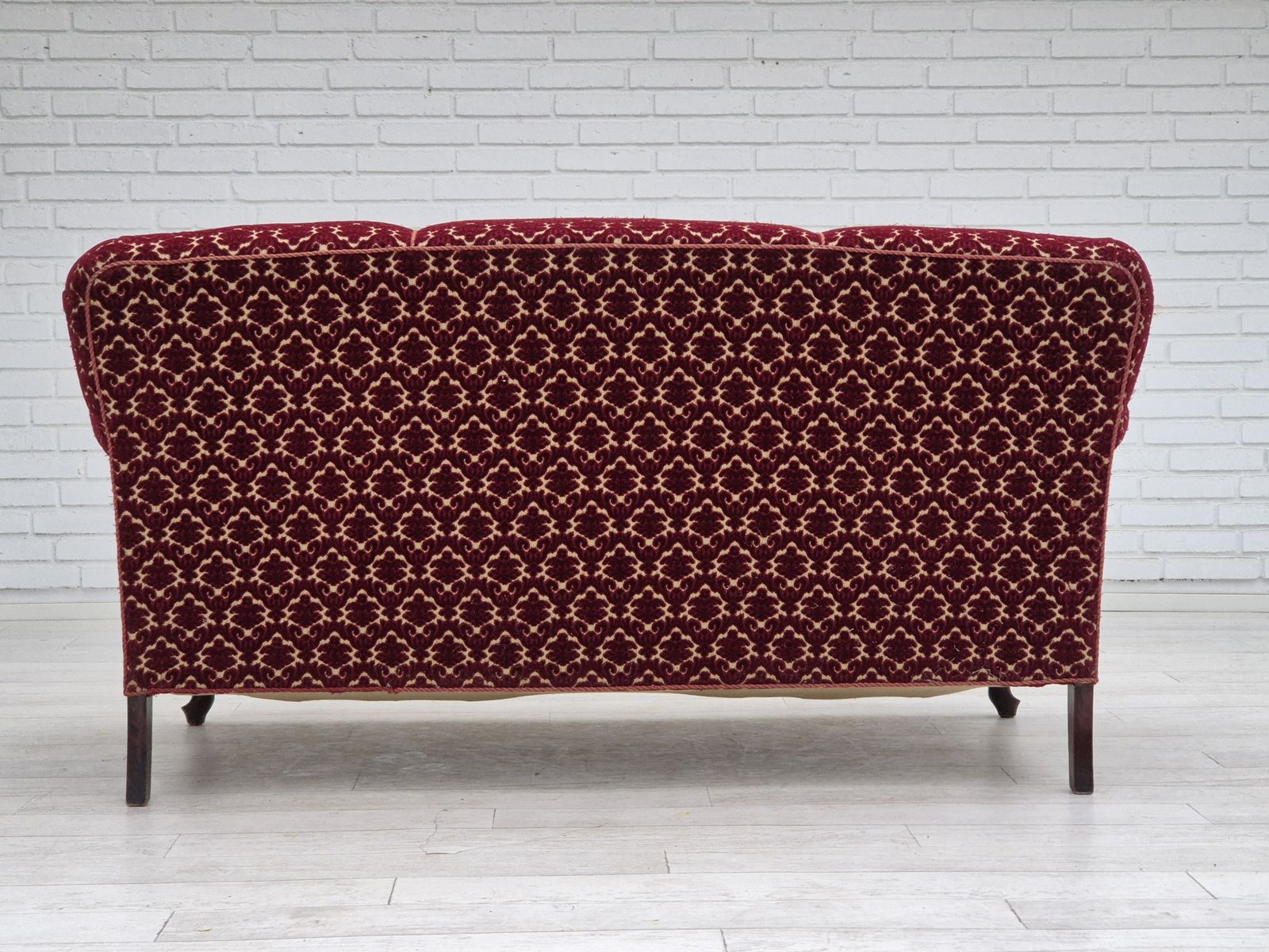1950s, Danish 3 Seater Sofa, Original Condition, Furniture Velour, Beech Wood. photo for sale