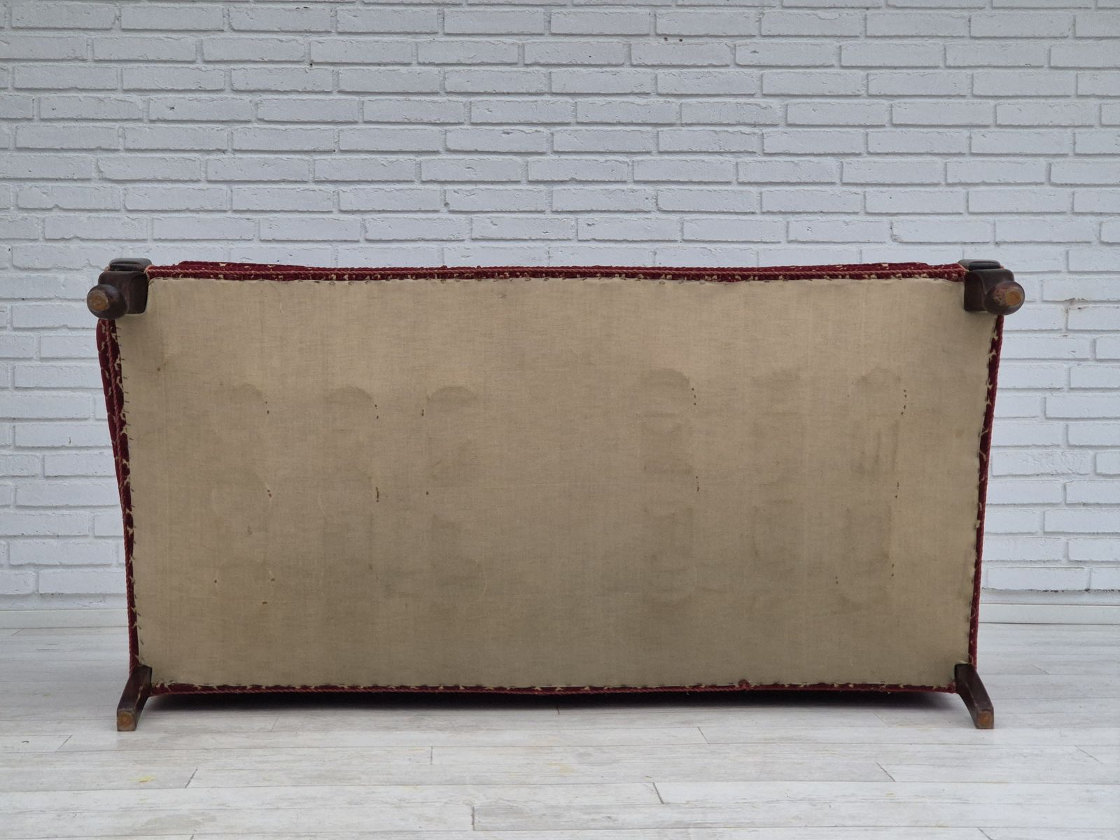 Furniture 1950s, Danish 3 Seater Sofa, Original Condition, Furniture Velour, Beech Wood. photo