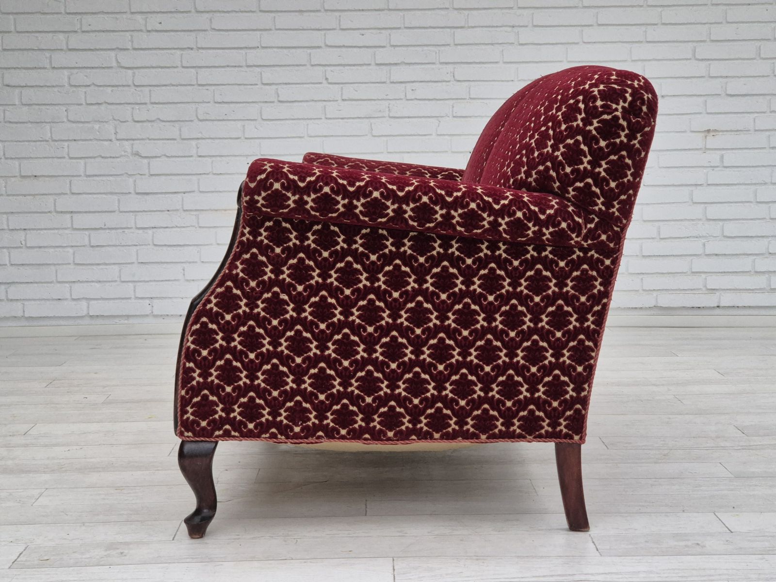 1690.0 1950s, Danish 3 Seater Sofa, Original Condition, Furniture Velour, Beech Wood. photo
