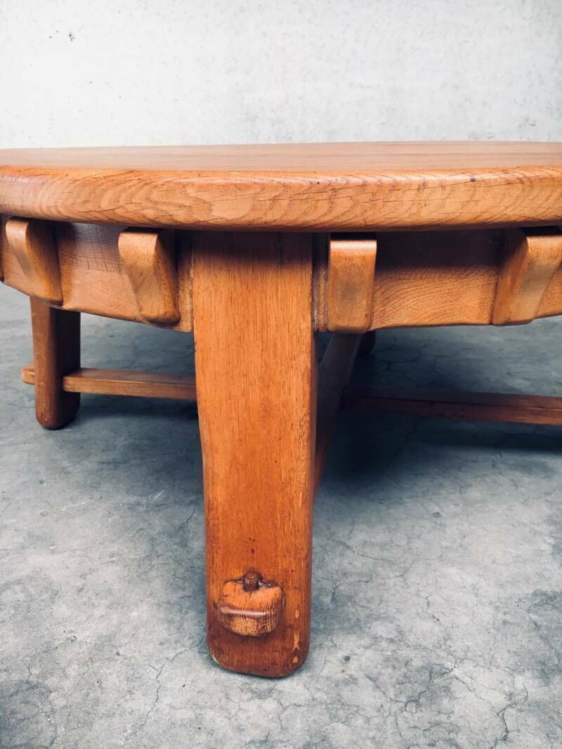 1500.0 Brutalistisch Vormgegeven Handgemaakte Eiken Salontafel, Nederland, Ca. Jaren 1950 photo