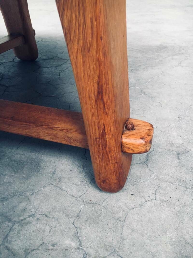 photo vintage Brutalistisch Vormgegeven Handgemaakte Eiken Salontafel, Nederland, Ca. Jaren 1950